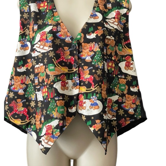 Vintage 111 Main Christmas Vest Over Sweater Holiday Thin Button Up Size 2X - Picture 6 of 12